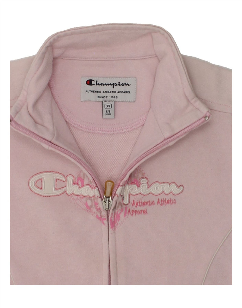 CHAMPION Girls Graphic Tracksuit Top Jacket 5-6 Years XS Pink Cotton | Vintage Champion | Thrift | Second-Hand Champion | Used Clothing | Messina Hembry 