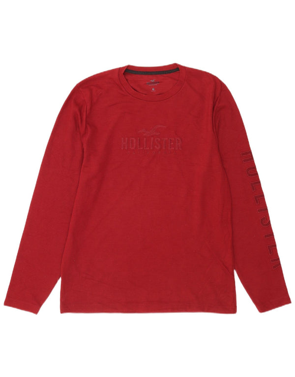Hollister Mens Graphic Top Long Sleeve Medium Burgundy Cotton