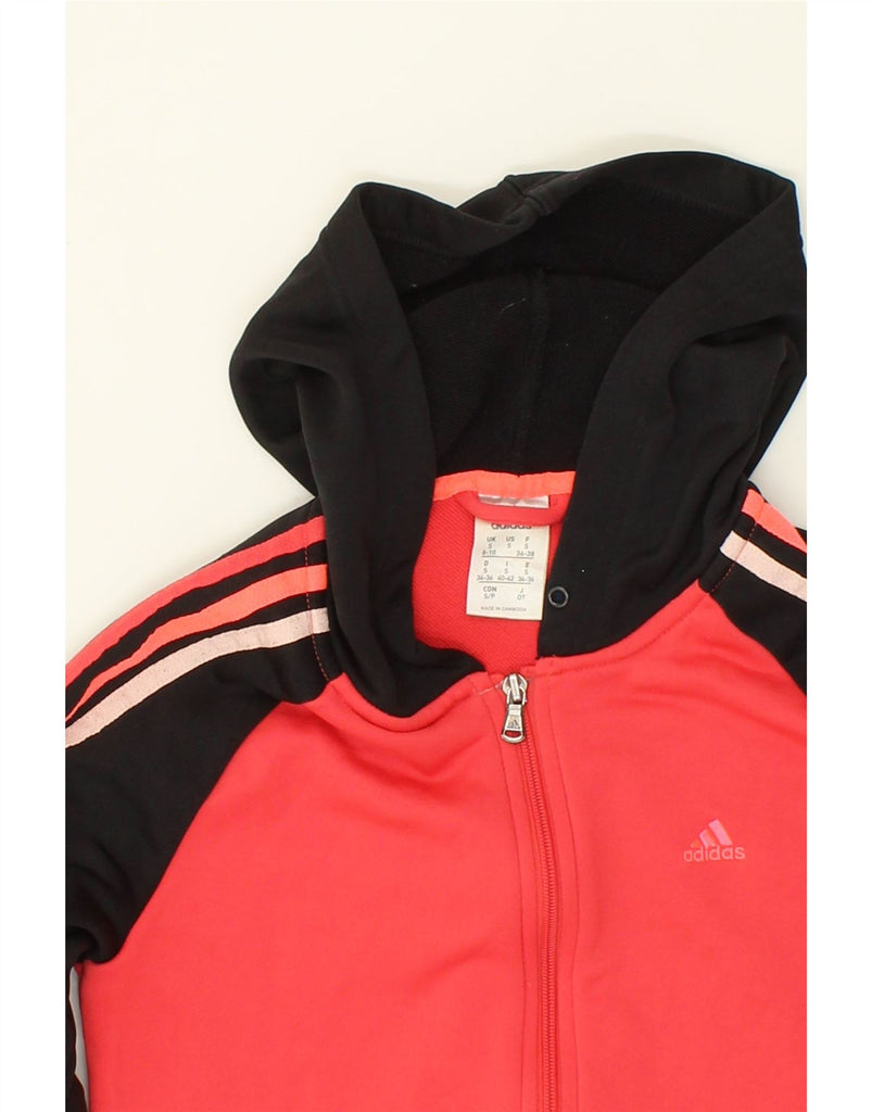 ADIDAS Womens Zip Hoodie Sweater UK 8/10 Small Pink Colourblock Polyester | Vintage Adidas | Thrift | Second-Hand Adidas | Used Clothing | Messina Hembry 