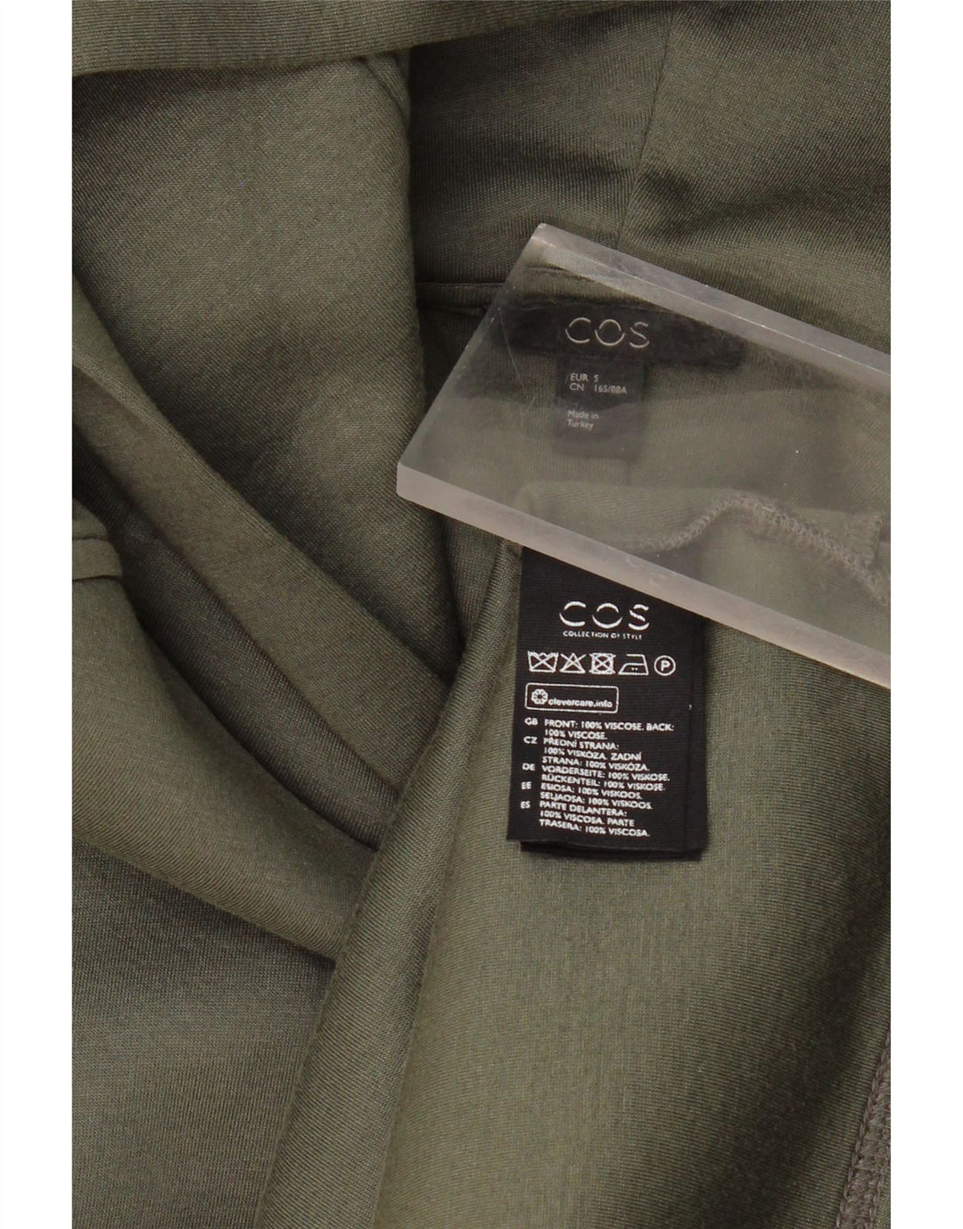 COS Womens Oversized Hoodie Jumper UK 10 Small Khaki Viscose Vintage Cos and Second-Hand Cos from Messina Hembry 