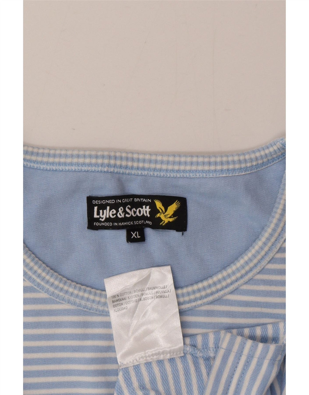 Lyle & Scott Mens Top Long Sleeve XL Blue Pinstripe