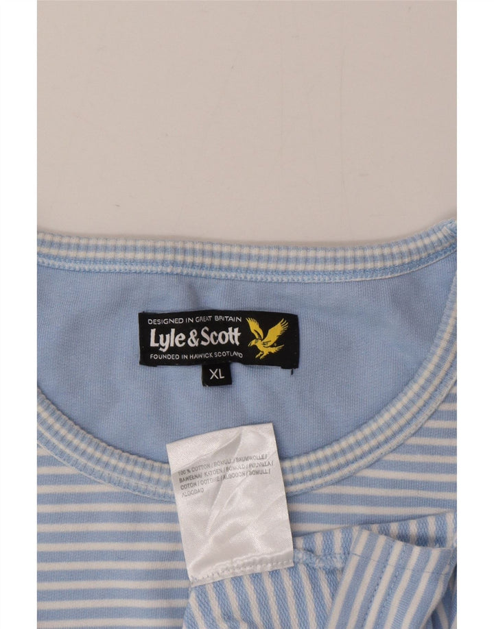 Lyle & Scott Mens Top Long Sleeve XL Blue Pinstripe