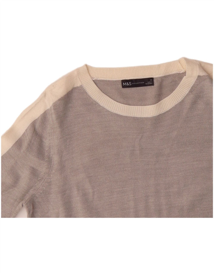 MARKS & SPENCER Womens Boat Neck Jumper Sweater UK 12 Medium  Grey