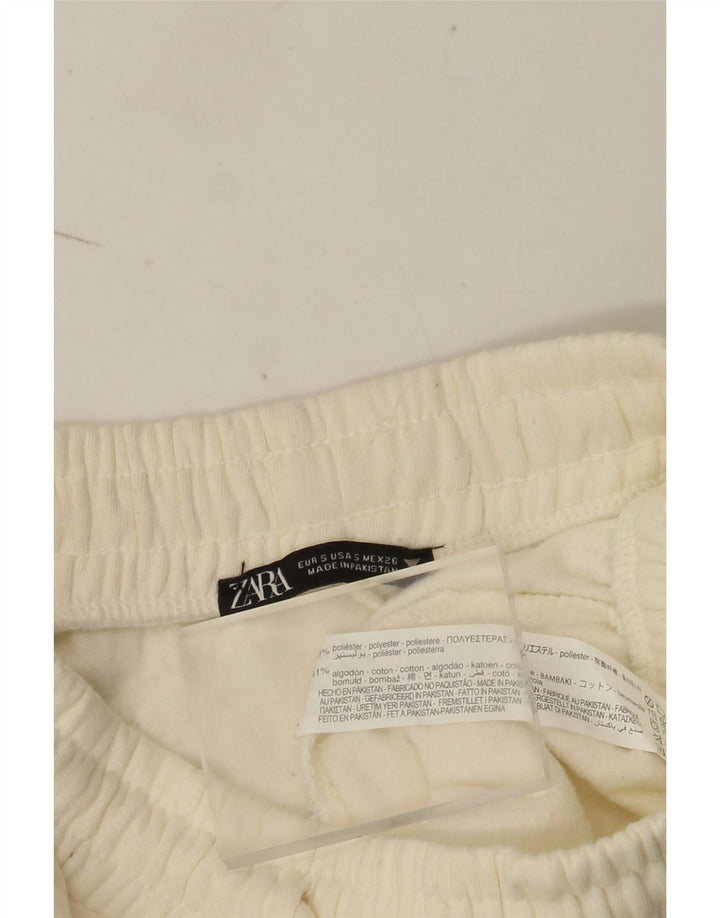 Zara Womens Tracksuit Trousers Joggers UK 8 Small Off White Polyester