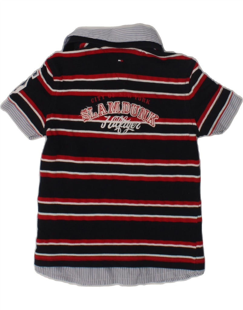 TOMMY HILFIGER Boys Graphic Polo Shirt 2-3 Years Navy Blue Striped Cotton | Vintage Tommy Hilfiger | Thrift | Second-Hand Tommy Hilfiger | Used Clothing | Messina Hembry 