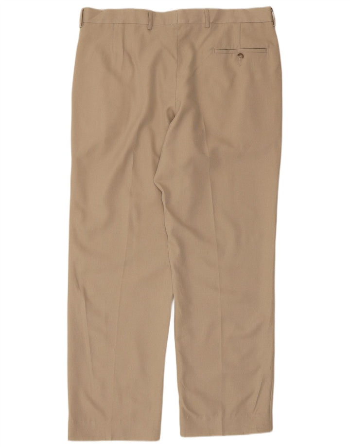 Marks & Spencer Mens Straight Suit Trousers W34 L31 Beige