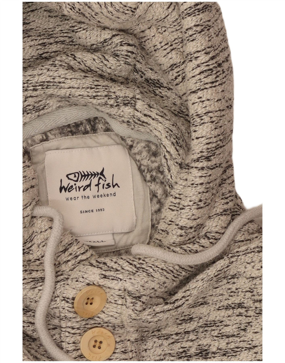 WEIRD FISH Mens Hoodie Jumper Small Grey Flecked