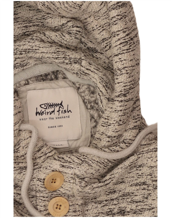 WEIRD FISH Mens Hoodie Jumper Small Grey Flecked