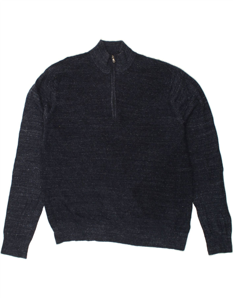 MICHAEL KORS Mens Zip Neck Jumper Sweater XL Navy Blue Cotton | Vintage Michael Kors | Thrift | Second-Hand Michael Kors | Used Clothing | Messina Hembry 