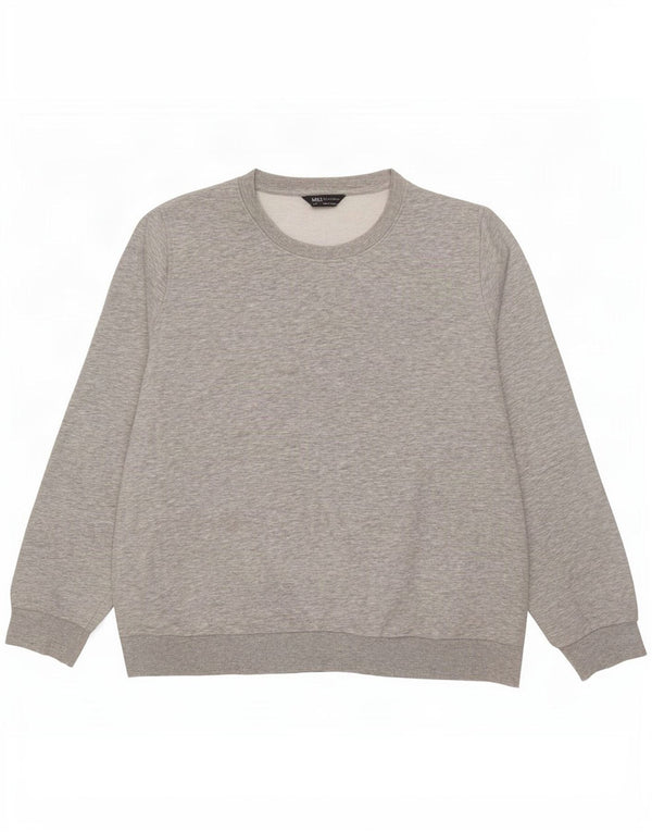 Marks & Spencer Womens Sweatshirt Jumper UK 20 2XL Grey Flecked Cotton