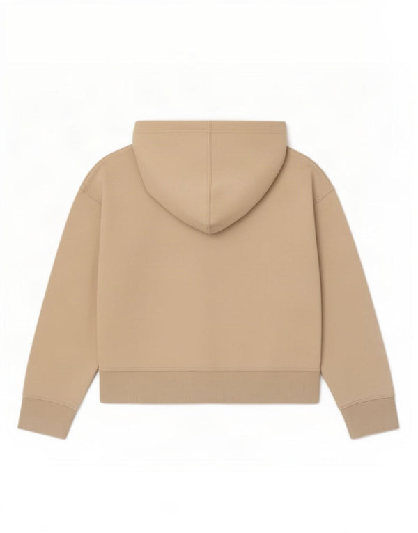 Zara Womens Hoodie Jumper UK 14 Medium Beige Cotton