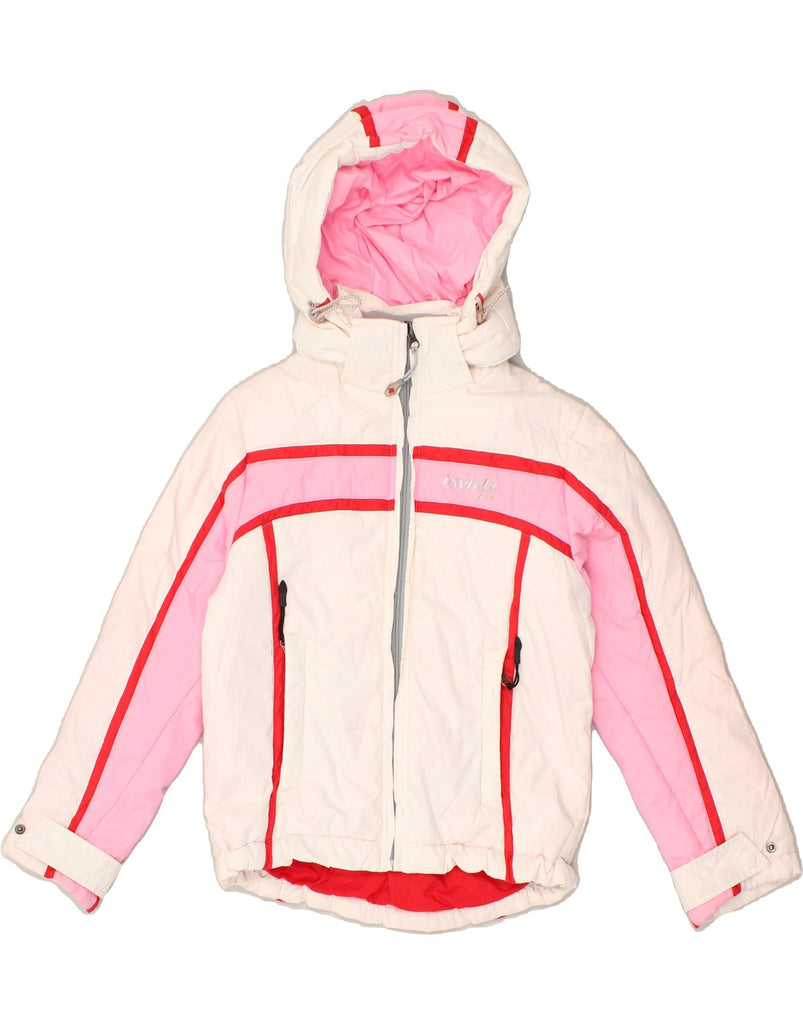 INVICTA Girls Hooded Windbreaker Jacket 7-8 Years White Colourblock | Vintage Invicta | Thrift | Second-Hand Invicta | Used Clothing | Messina Hembry 