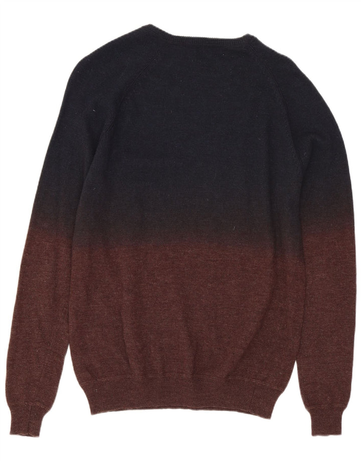 Rifle Mens Boat Neck Jumper Sweater Small Navy Blue Colourblock Wool