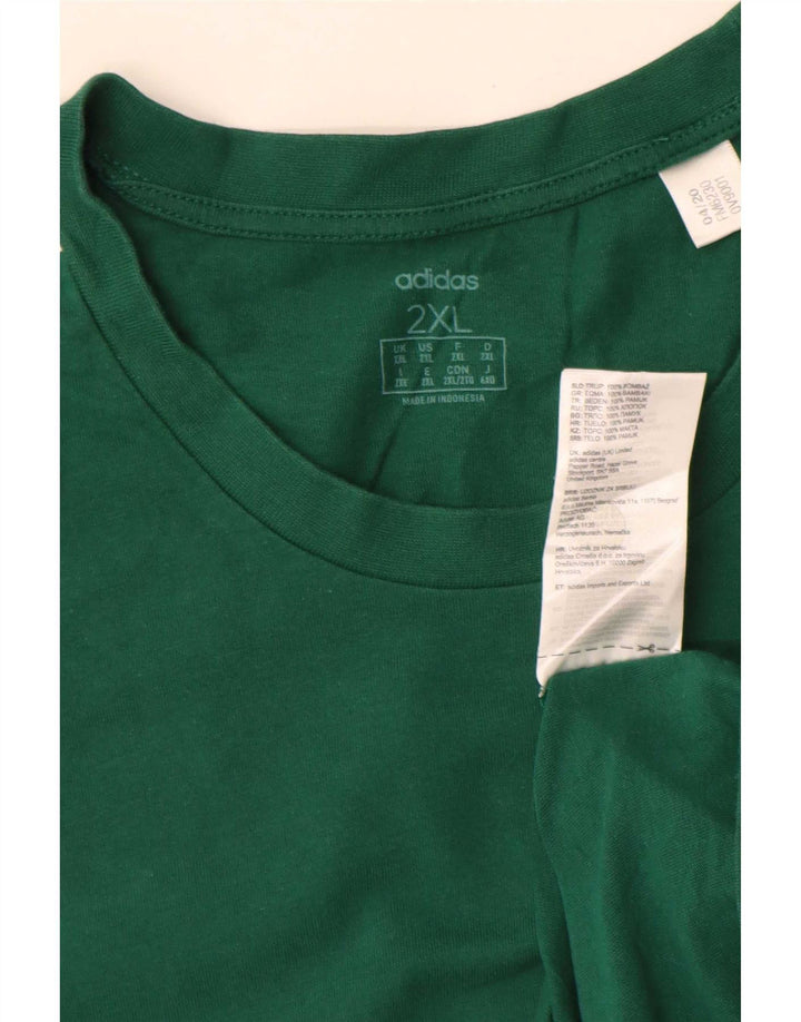 Adidas Mens T-Shirt Top 2XL Green Cotton