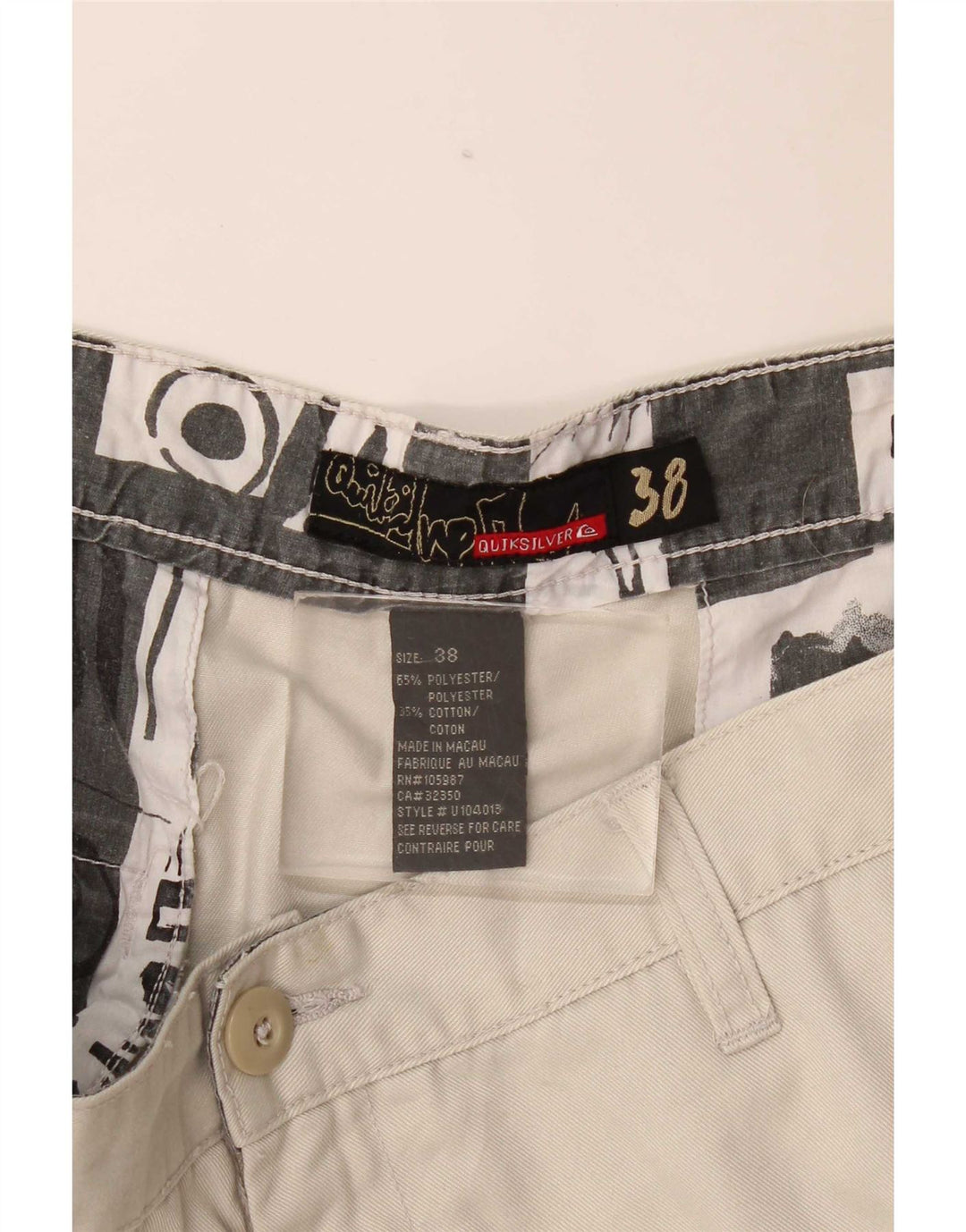 Quiksilver Mens Casual Shorts W38 XL Beige Polyester