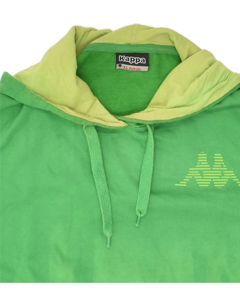 KAPPA Mens Graphic Hoodie Jumper XL Green Vintage Kappa and Second-Hand Kappa from Messina Hembry 