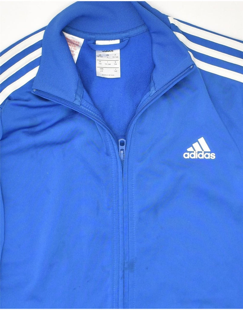 ADIDAS Boys Graphic Tracksuit Top Jacket 13-14 Years Blue Polyester | Vintage Adidas | Thrift | Second-Hand Adidas | Used Clothing | Messina Hembry 