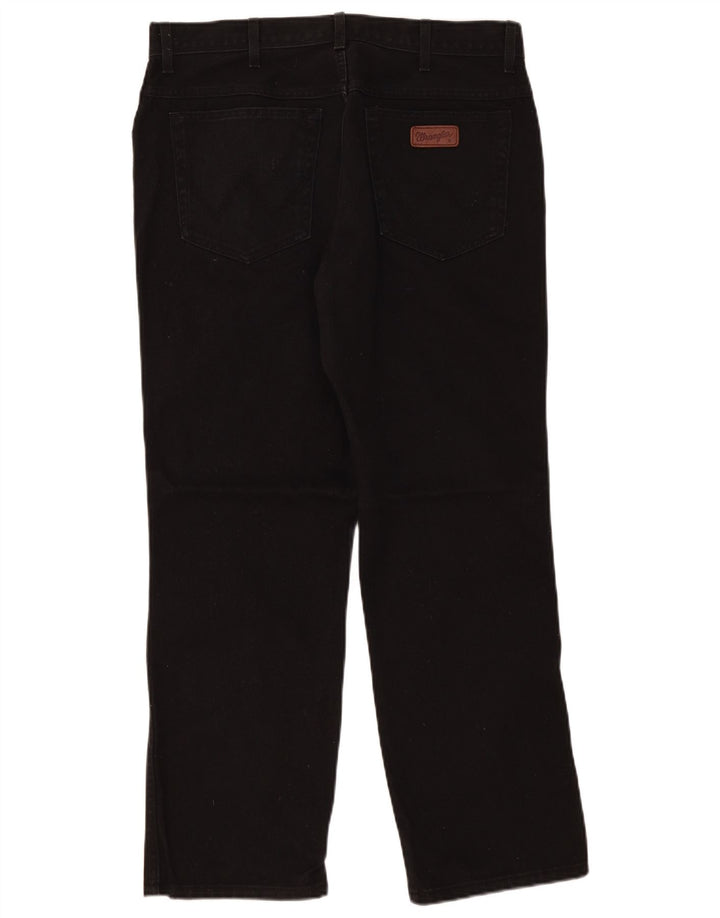 Wrangler Mens Regular Fit Straight Jeans W36 L30 Black Cotton