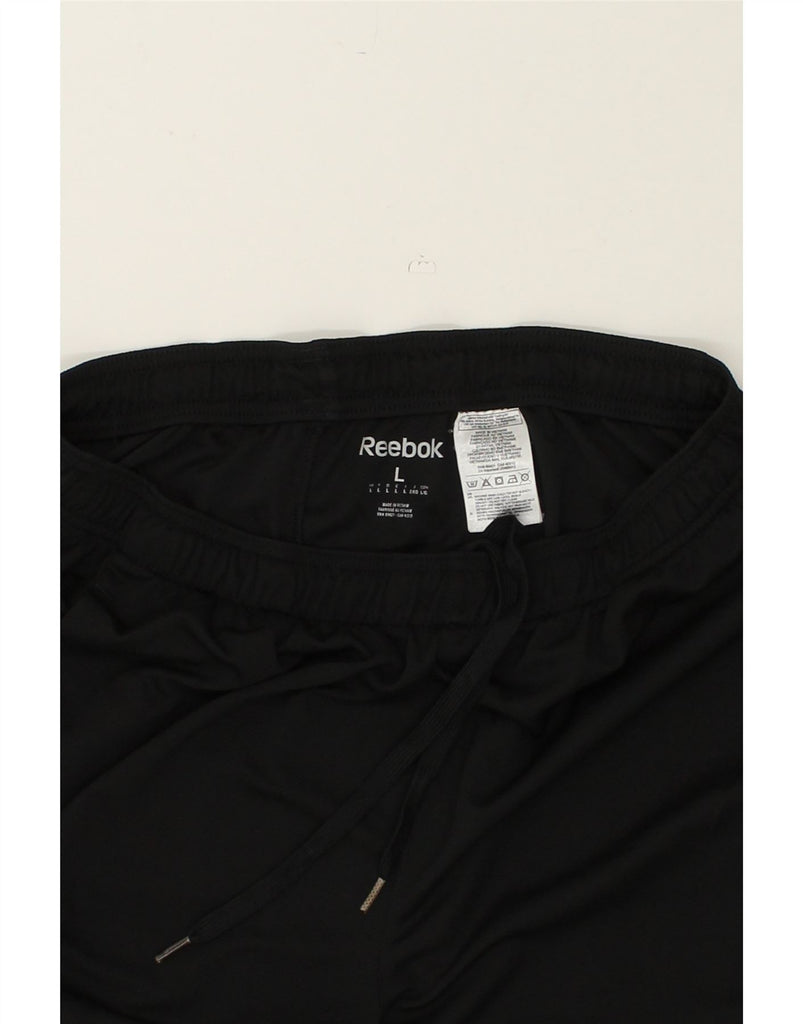REEBOK Mens Tracksuit Trousers Large Black Polyester | Vintage Reebok | Thrift | Second-Hand Reebok | Used Clothing | Messina Hembry 