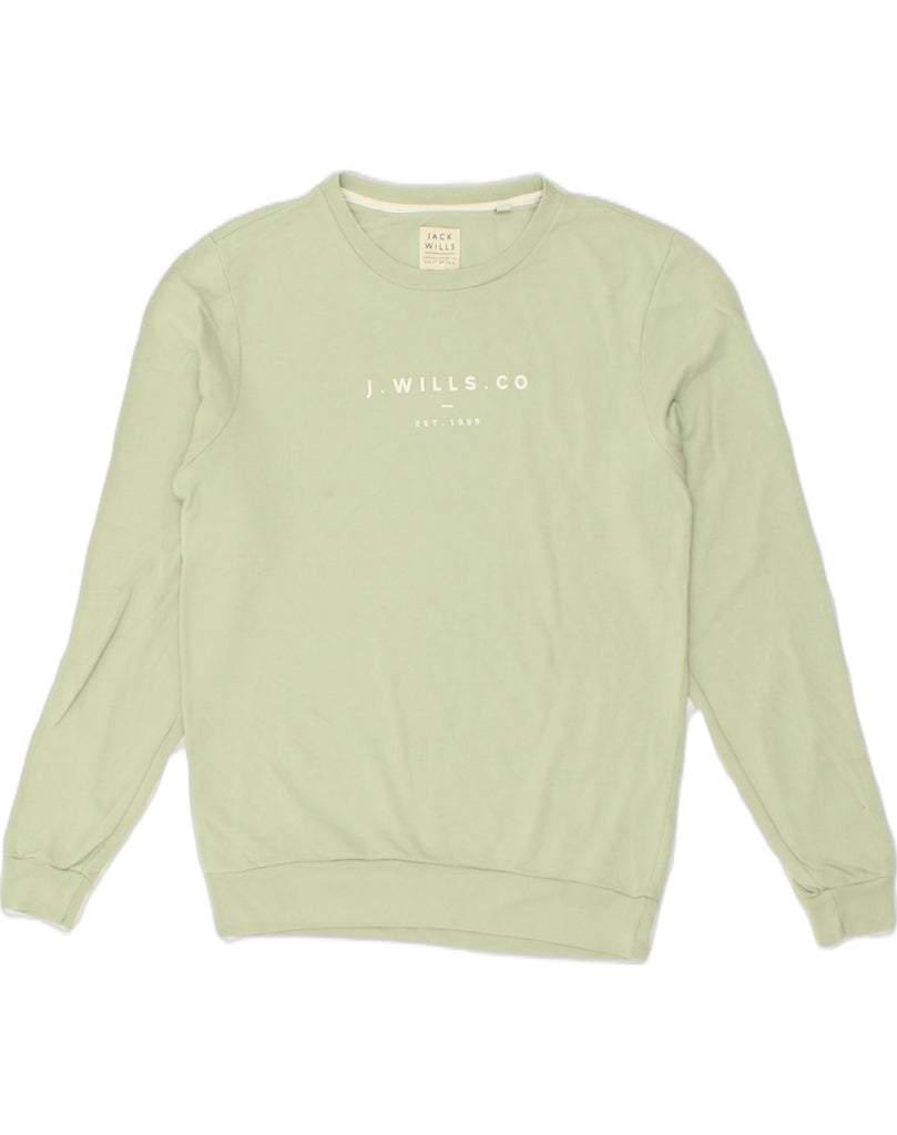 JACK WILLS Mens Graphic Sweatshirt Jumper Small Green Cotton | Vintage Jack Wills | Thrift | Second-Hand Jack Wills | Used Clothing | Messina Hembry 