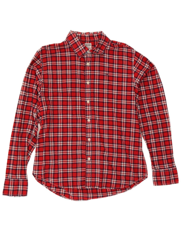 Tommy Hilfiger Mens Shirt XL Red Check Cotton