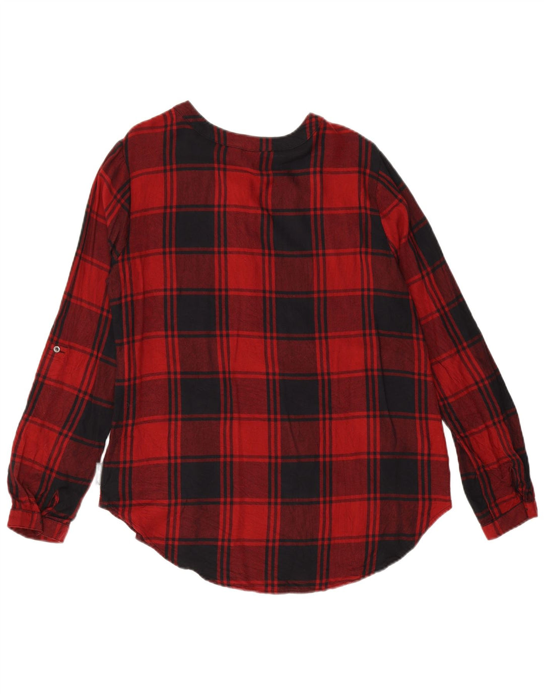 Eddie Bauer Womens Longline Oversized Pullover Shirt UK 10 Small Red Plaid
