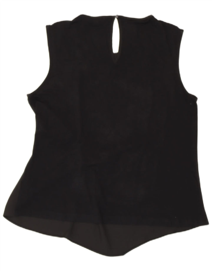 WAREHOUSE Womens Sleeveless Blouse Top UK 16 Large Black Viscose