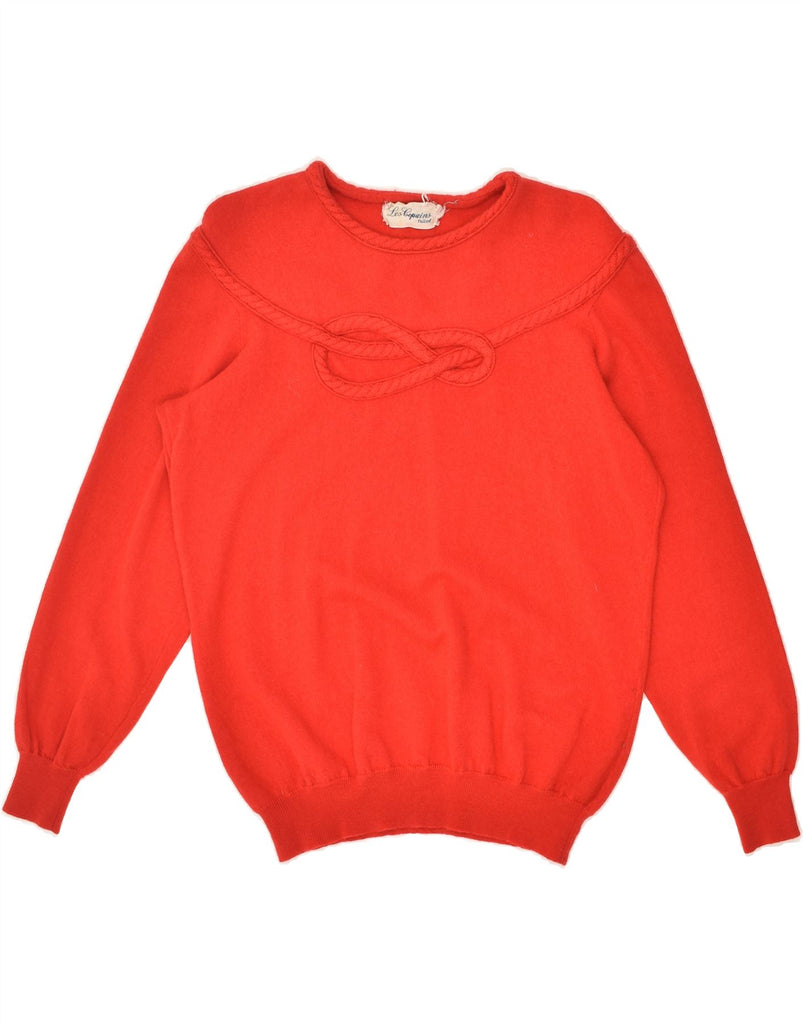 LES COPAINS Womens Crew Neck Jumper Sweater UK 14 Medium Red Virgin Wool | Vintage Les Copains | Thrift | Second-Hand Les Copains | Used Clothing | Messina Hembry 