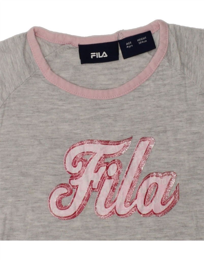 FILA Girls Graphic T-Shirt Top 3-4 Years Grey Cotton | Vintage Fila | Thrift | Second-Hand Fila | Used Clothing | Messina Hembry 