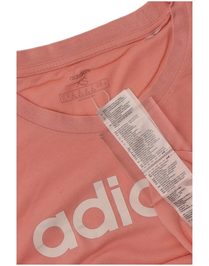 ADIDAS Womens Graphic T-Shirt Top UK 4/6 XS Pink Cotton