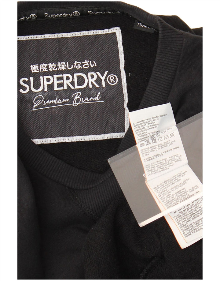 SUPERDRY Womens Graphic Sweatshirt Jumper Dress UK 12 Medium Black Cotton