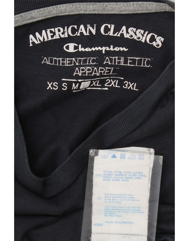 Champion Mens T-Shirt Top Large Navy Blue Cotton