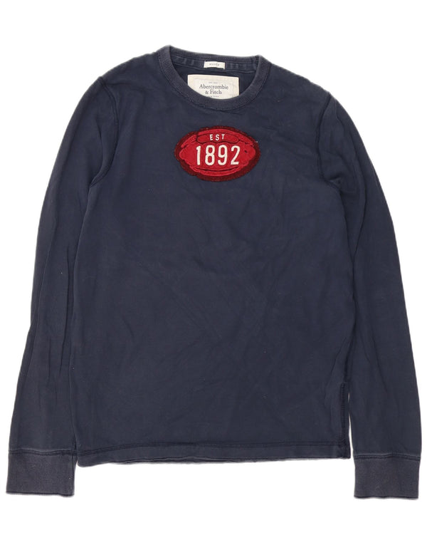 Abercrombie & Fitch Mens Muscle Graphic Top Long Sleeve Large Navy Blue