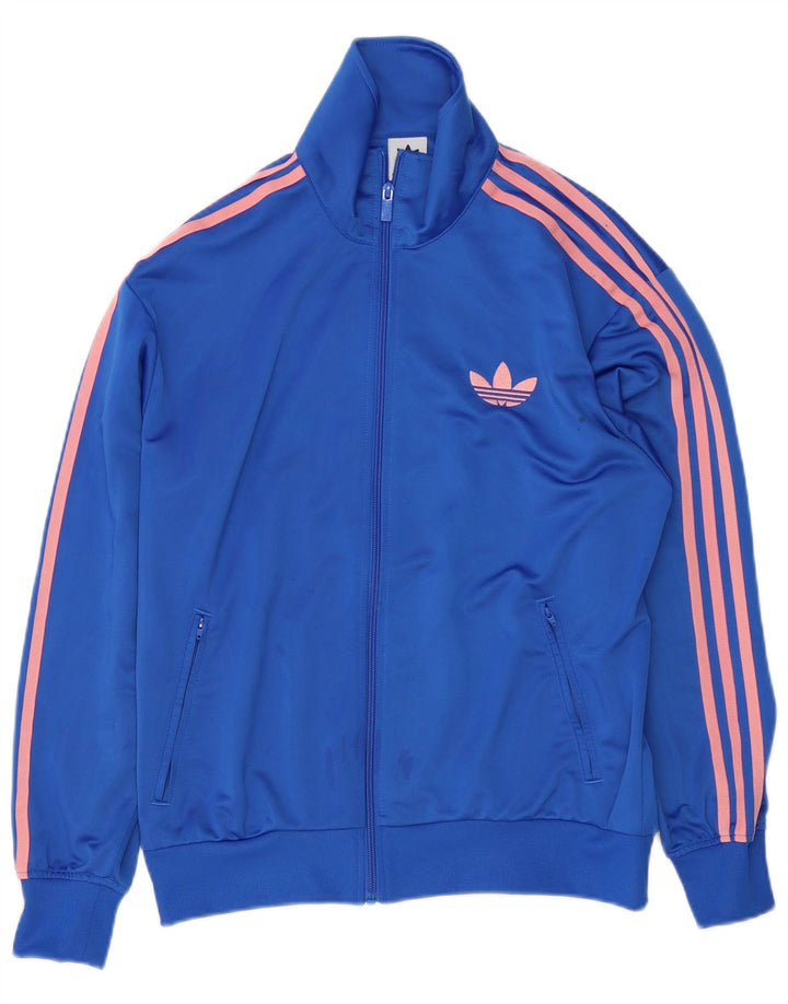 Adidas Womens Tracksuit Top Jacket UK 12/14 Medium Blue Polyester
