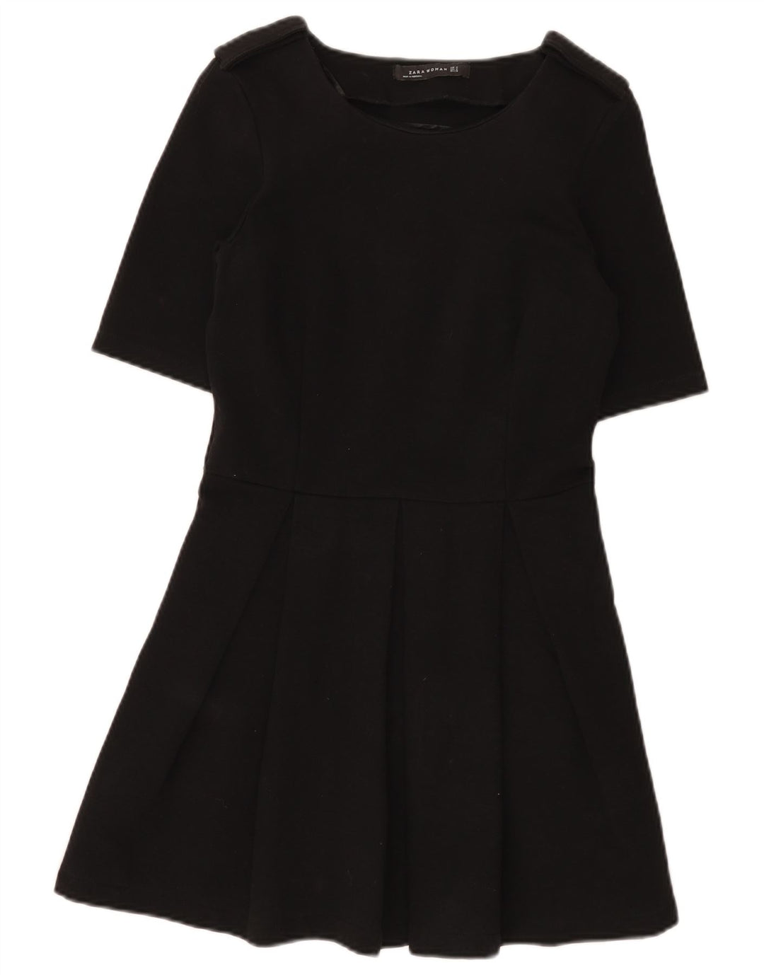 Zara Womens A-Line Dress UK 12 Medium Black Cotton