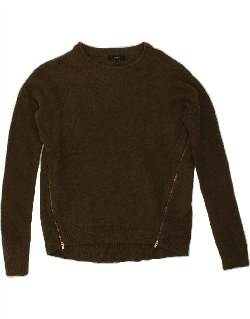 J. CREW Womens Crew Neck Jumper Sweater UK 14 Medium Khaki Wool | Vintage J. Crew | Thrift | Second-Hand J. Crew | Used Clothing | Messina Hembry 