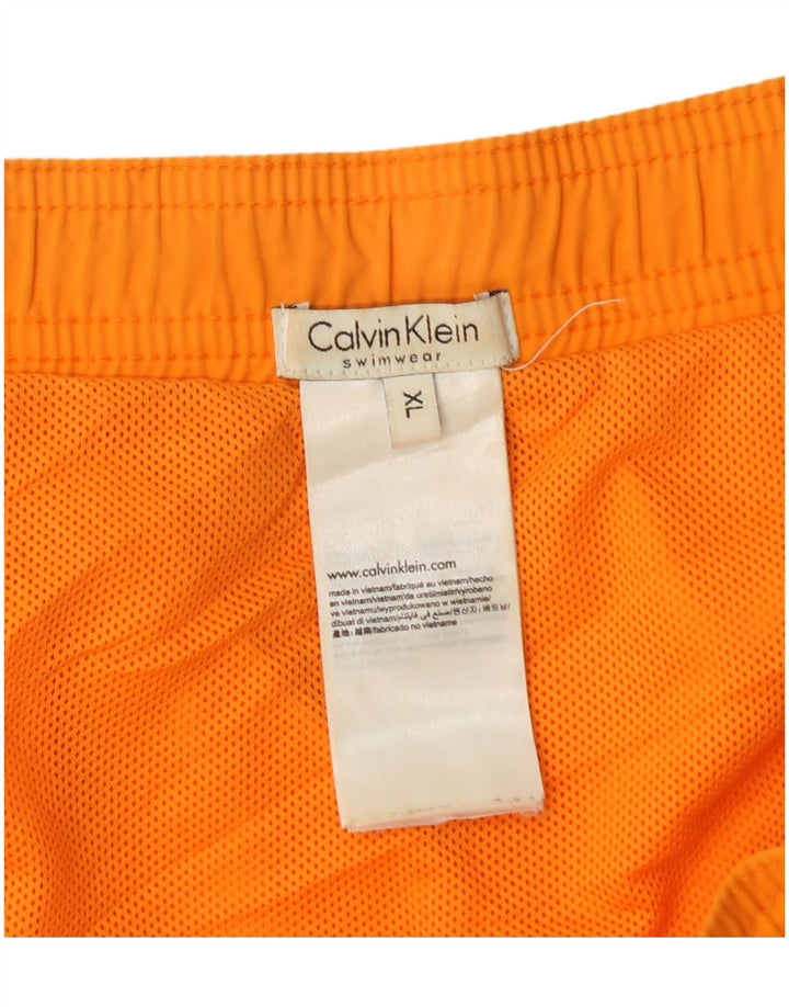 Calvin Klein Mens Graphic Swimming Shorts XL Orange Polyester
