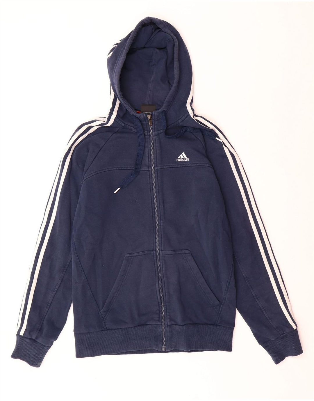 ADIDAS Mens Zip Hoodie Sweater Small Navy Blue Cotton
