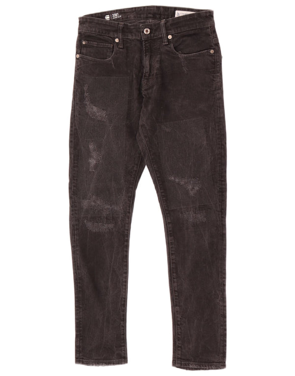 G-Star Mens 3301 Distressed Super Slim Jeans W28 L29 Black