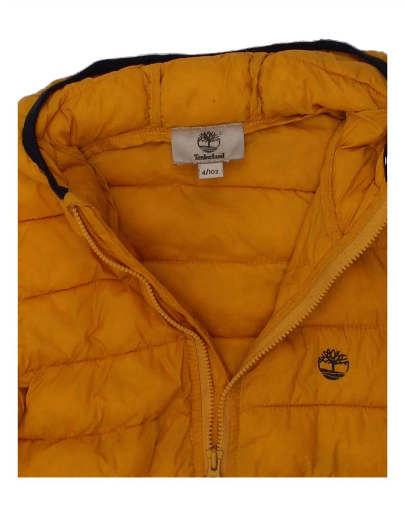 TIMBERLAND Boys Hooded Padded Jacket 3-4 Years Yellow Polyamide | Vintage Timberland | Thrift | Second-Hand Timberland | Used Clothing | Messina Hembry 