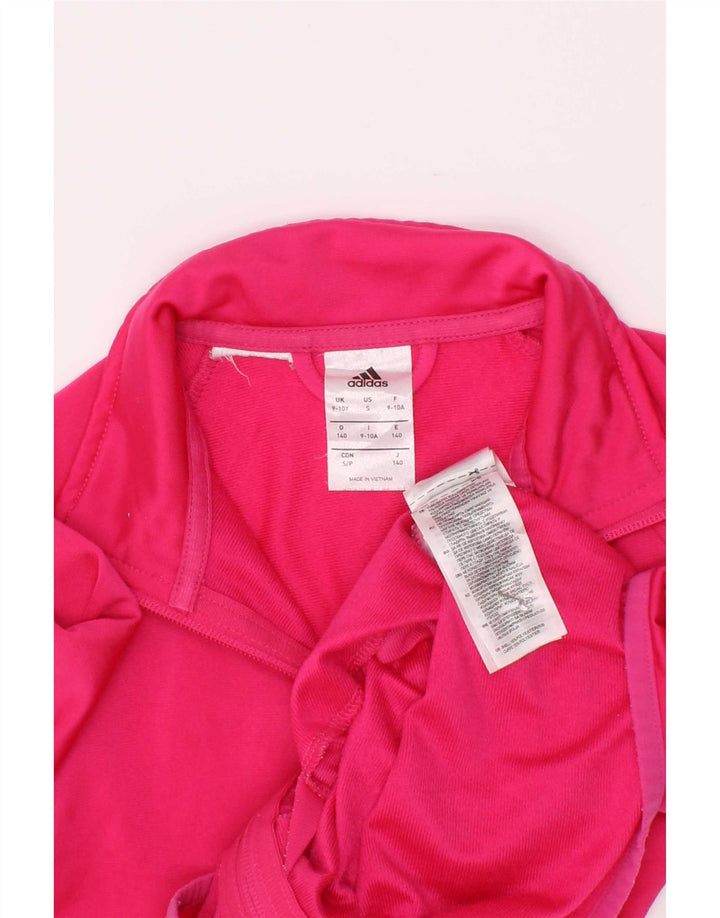 Adidas Girls Tracksuit Top Jacket 9-10 Years Pink Polyester