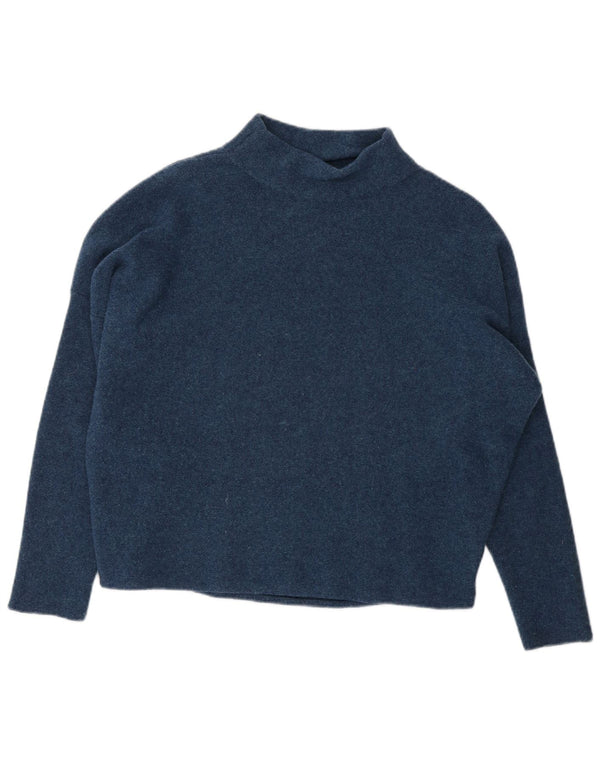 Toast Womens Turtle Neck Jumper Sweater UK 14 Medium Blue Merino Wool