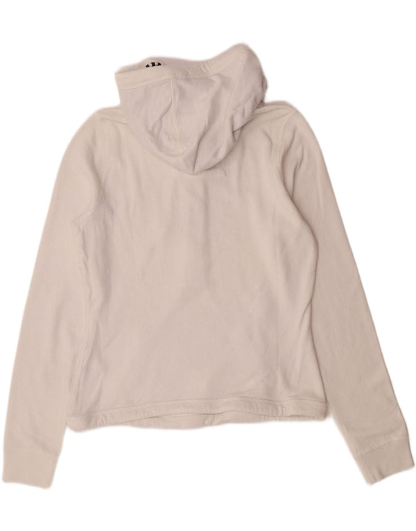 ABERCROMBIE & FITCH Womens Button Neck Hoodie Jumper UK 14 Large White