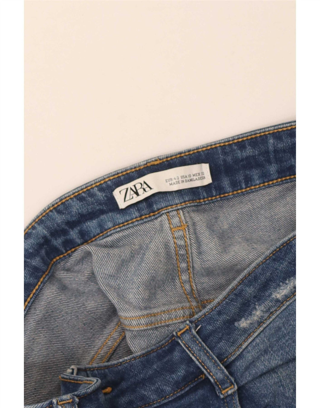 Zara Womens Distressed Straight Jeans EU 42 Large W32 L28 Blue