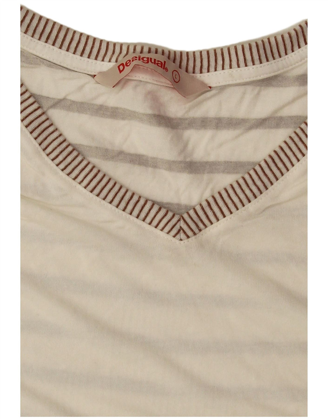 Desigual Womens T-Shirt Top UK 16 Large Off White Floral