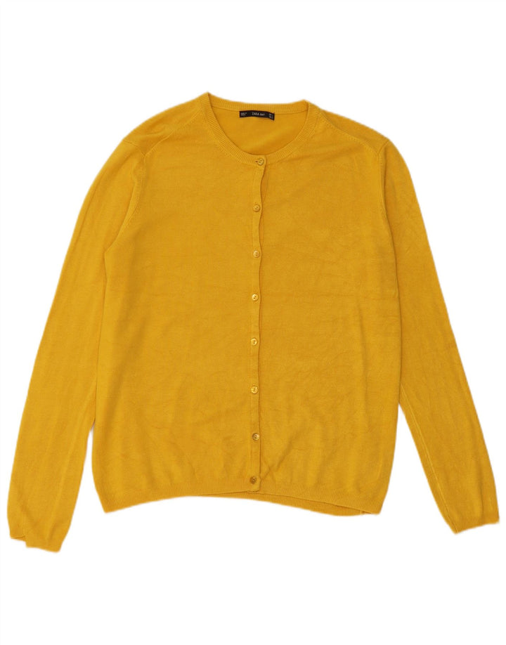 Zara Womens Cardigan Sweater UK 14 Large Yellow Viscose