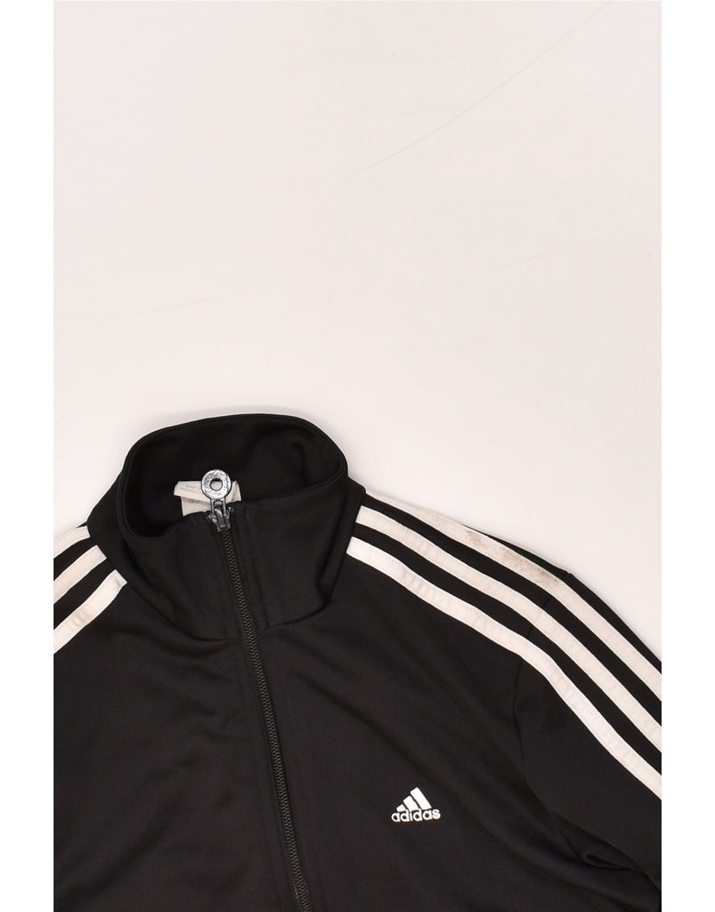 ADIDAS Womens Graphic Tracksuit Top Jacket UK 10 Small Black Polyester | Vintage Adidas | Thrift | Second-Hand Adidas | Used Clothing | Messina Hembry 