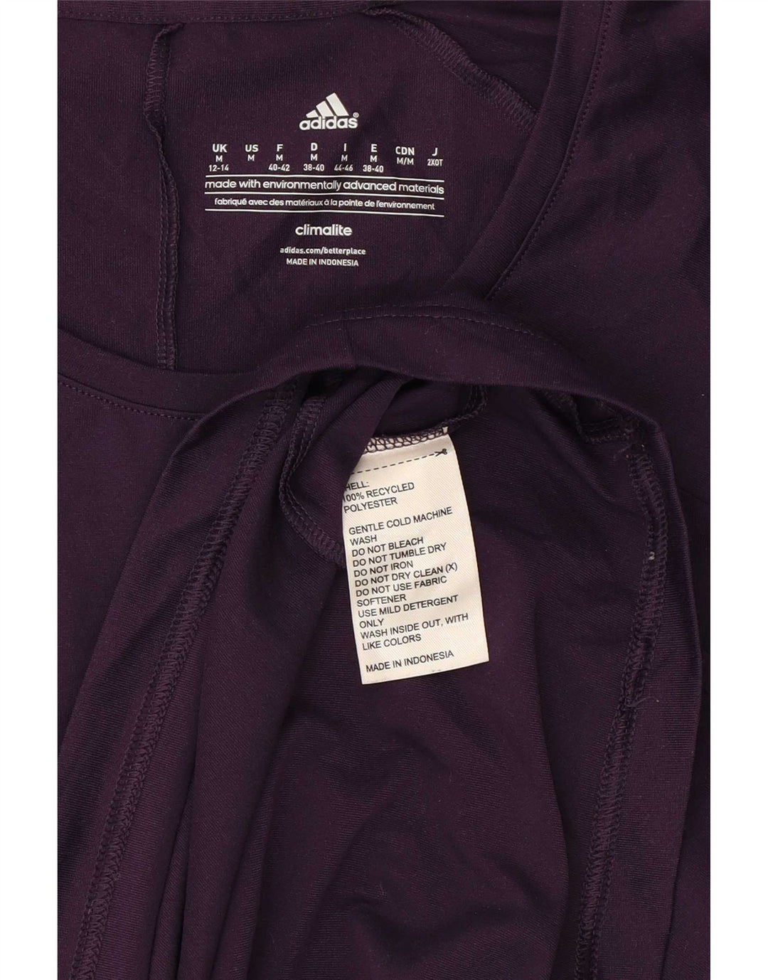 Adidas Womens Climalite T-Shirt Top UK 12/14 Medium Purple Polyester