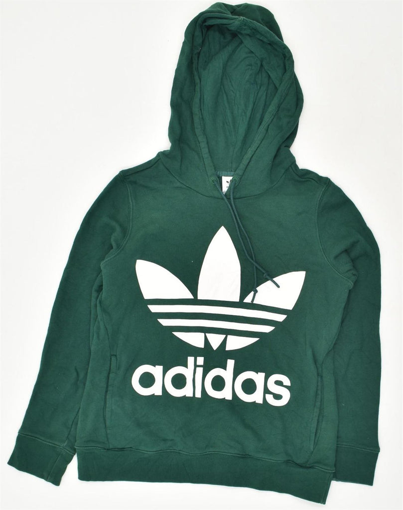 ADIDAS Womens Graphic Hoodie Jumper UK 10 Small  Green Cotton | Vintage Adidas | Thrift | Second-Hand Adidas | Used Clothing | Messina Hembry 