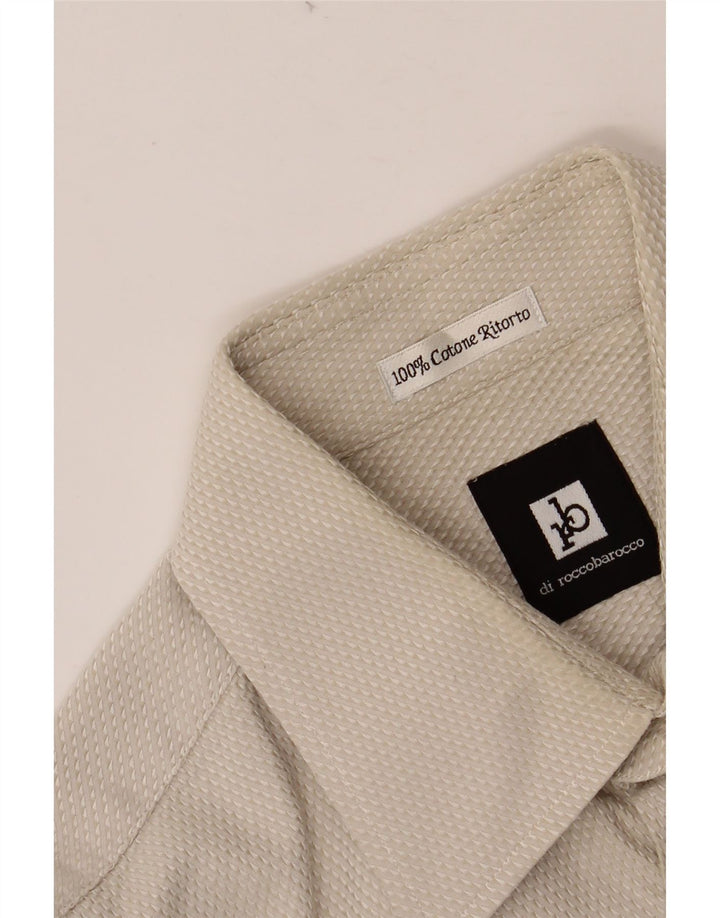 ROCCOBAROCCO Mens Shirt Size 41 16 Large Beige Cotton